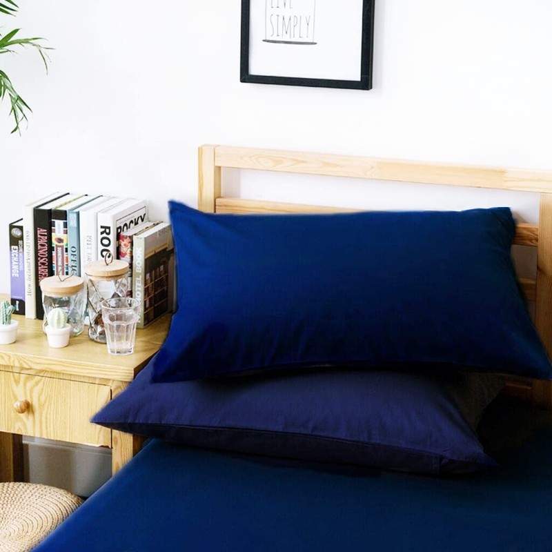 Pillow Cases 2 Pack Navy Blue 100% Poly Cotton Housewife