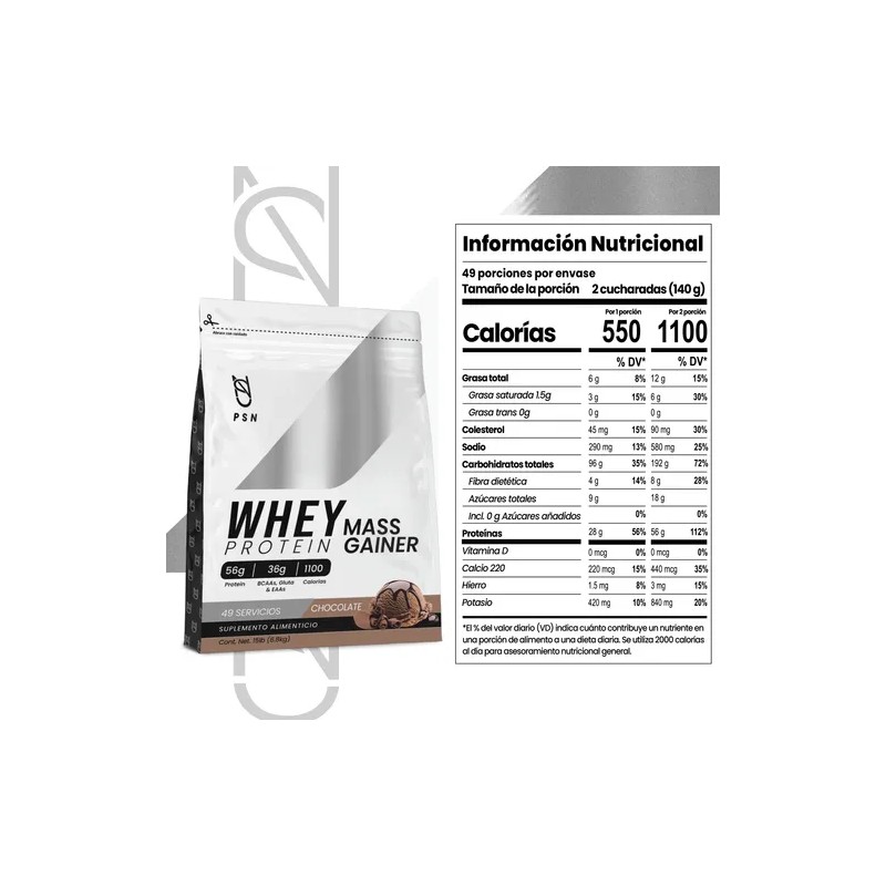 Suplemento En Polvo Psn Whey Protein Mass Gainer 6.8kg