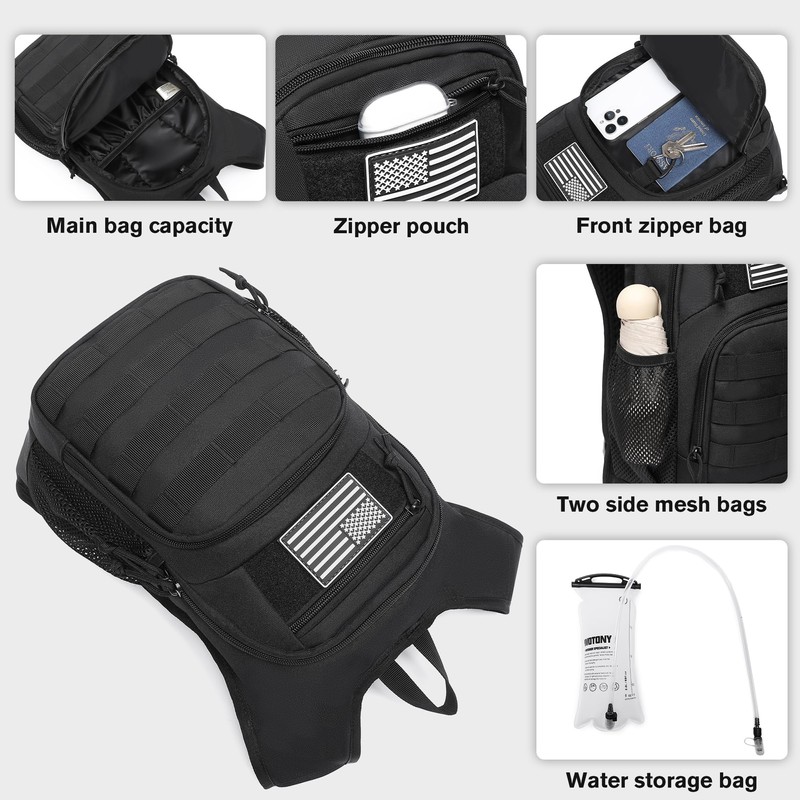 wotony Hydration Backpack with Water Bladder for Hiking Tactical Hydration
