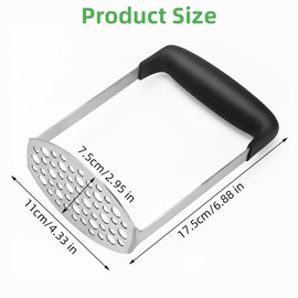 Smooth Potato Masher Heavy Duty,Stainless Steel Potato Masher Ricer, Food Masher with Non-Slip Handle for Mashed Potatoes,Jam, Vegetables and Fruits, 1 Pack