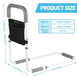 Moodooy Bed Rail for Elderly,Bed railings for Seniors,Sturdy and Stable, Height Adjustable,Bed Railing for Seniors with Fixing Strap and Storage Pocket,Bed Rails for Elderly Adults Safety,bedrails
