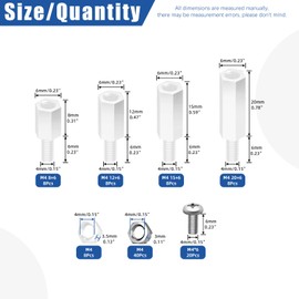 Glarks 192pcs M4 Carbon Steel & Nylon & Brass Standoff Set Hex Mount Spacer Motherboard Spacer Male-Female Spacer Standoff with Pan Head Screw Nylon Screw Nut and Hex Nut for PCB, Quadcopter Drone