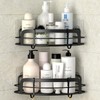 STEUGO Black Bathroom Corner Shower Shelfs, Adhesive Wall Mounted Shower