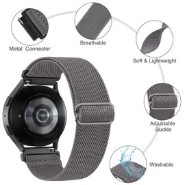 Meliya Elastic Watch Bands, 20mm 22mm Quick Release Stretchy Adjustable Nylon Sport Replacement Watch Strap for Women Men (Black+Grey+Green, 20mm)