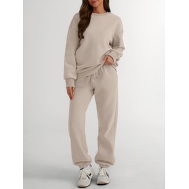 Trendy Queen Sweatsuits Women 2 Piece Outfits Two Piece Crewneck Sweatshirts Sets Lounge Fall Fashion Sweatpants 2024 Tracksuits