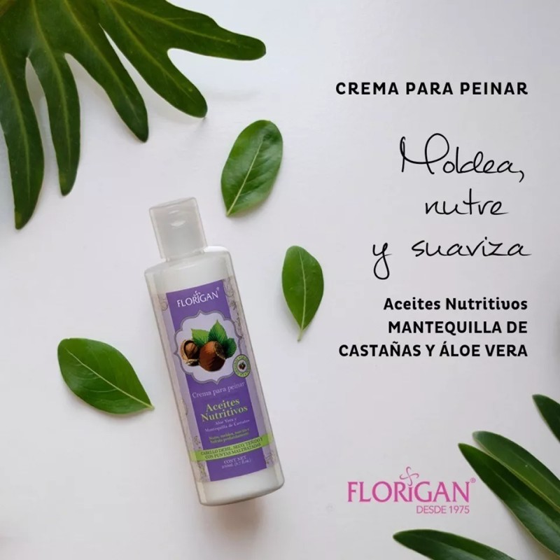Florigan Crema Peinar Aceites Nutritivos Castanas Florigan 3piezas