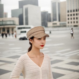 howkuhat Women Premium Beret Hat Flat Cap Baker Boy Newsboy Cap Vintage Adjustable for Spring Summer Winter Autumn(UK, Alpha, One Size, M, Khaki)