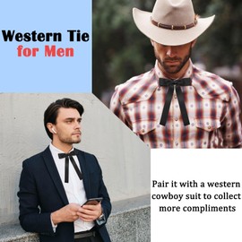 Luckyvestir Western Bow Ties for Men Women, Black/Red Colonel Satin Ribbon String Bow Tie for Costume Uniform