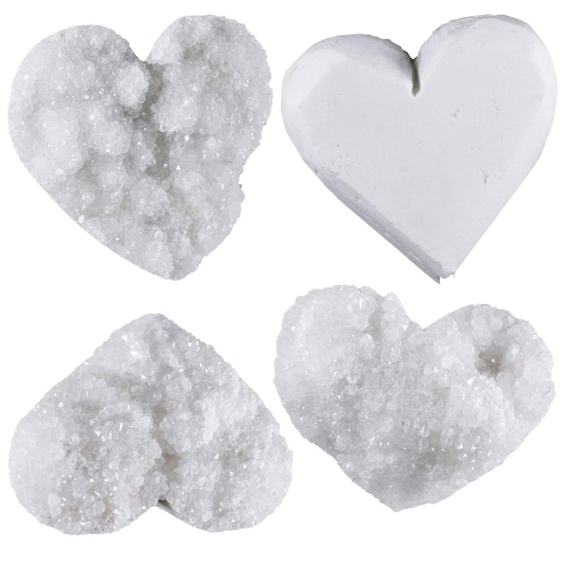 mookaitedecor Natural Rock Quartz with Stainless Stand, Heart Shaped Geode