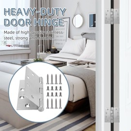 4.5" Heavy Duty Stainless Steel Door Hinge, 6 Pack 4.5 x 4.5 Inch Ball Bearing Door Hinges with Square Corners for Commercial and Residential Doors, Brushed Nickel