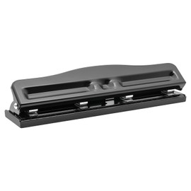 4-Hole Adjustable Paper Punch, 10-Sheet Capacity, Non-Slip Desktop Hole Puncher for A4 Refills, Office School Document Organizer(Black)