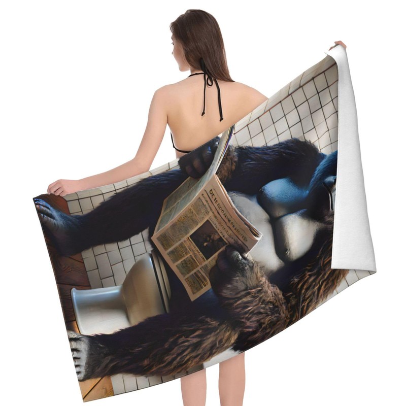 VODRM Funny Monkey Reading Newspaper Beach Towel,32x52in Microfiber Quick Dry