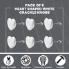 ETHNICITI Pack of 6 Heart White Crackle 40mm Ceramic Door