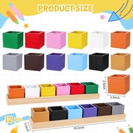 AFOROEOA Montessori Wooden Crayon Holder (2 Pack) - 12 Removable Cups for Color Sorting & Organizing - Premium Beech Wood Pencil Organizer for Kids, Classroom Storage Caddy for Pencils & Markers