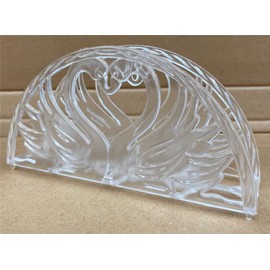 7" Napkin Holder - Double Swan Heart Design 12 Pieces/Clear