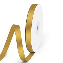 Quhora 3/8" x 50 Yards Satin Ribbon - Gold Silk Ribbon with Spool - Ideal for Gift Wrapping, Floral Bouquets, Crafts, Wedding Party Decorations, Christmas and Sewing Projects