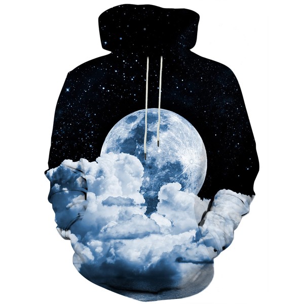 Hgvoetty Unisex 3D Print Hoodies for Adults Pullover Galaxy Moon