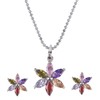 Efulgenz Bridal Silver Tone Multicolor Crystal Cubic Zirconia Flower Pendant