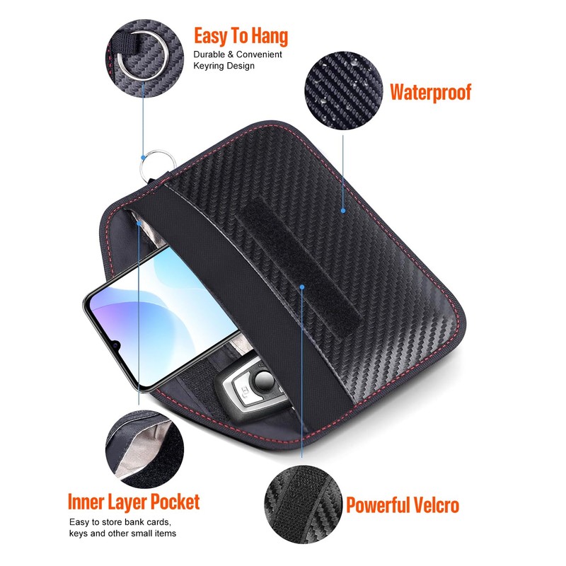 FUZVOL 2 Pack Faraday Pouch for Car Keys RFID Blocking