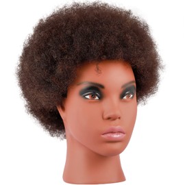 kalyx Cabeza De Maniquí Afroamericano Con Cabello 100% Humano Cabello Rizado Rizado Peluquería Práctica De Peinado Cabeza De Entrenamiento Cosmetología Cabeza De Muñeca De Maniquí Para Trenzado De Cor