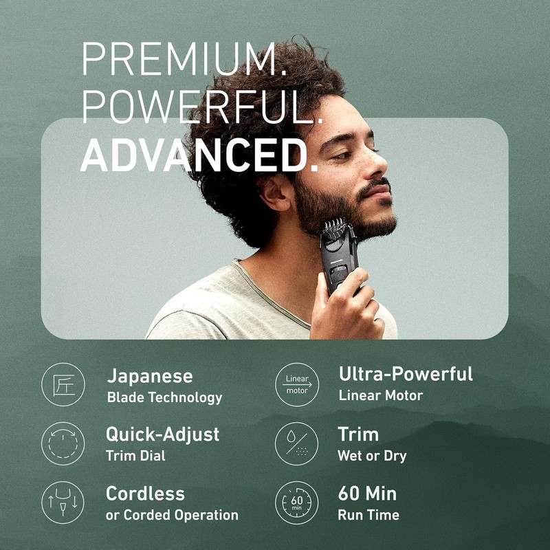 Panasonic Beard Trimmer for Men Cordless Precision Power, Hair Clipper