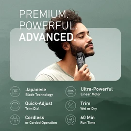 Panasonic Beard Trimmer for Men Cordless Precision Power, Hair Clipper with Comb Attachment and 19 Adjustable Settings, Washable, ER-SB40-K, 0.5-10mm lengths, 1 Pack