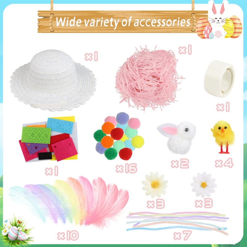JOFONY Easter Bonnet Kit, DIY Easter Bonnet Kit Kids Easter