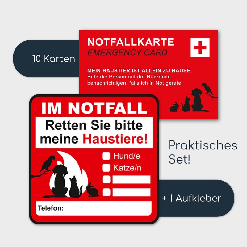 younikat Emergency Card for Pets I 8.5 x 5.5 cm