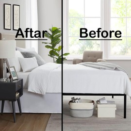 Dazzle Collection® Plain Dyed Poly Cotton Pleated Platform Base Valance Sheets | Single | Double | King | Super King | (Double, Silver)