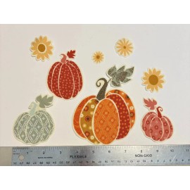 8 Thanksgiving Pumpkins and Flowers Pre-Cut Iron on Fabric Appliques