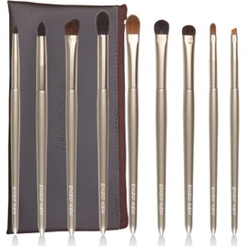 Luxury Enzo Ken Natural Hair Eyeshadow Makeup Brush Set with Handbag for Under-Eye Concealer Mix, Smoky Eyes, Eyebrow, Puffy Dark Circles E200 Gold