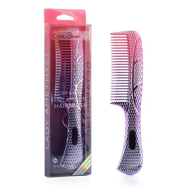CANDYBRUSH Wide Tooth Comb for Women Wet Hair Comb Colorful Curl Straight Hair Men Girls Detangling Hair Combs Fashion Popular Styling Large Pink-Purple Gradient