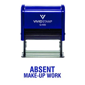 ABSENT Make-up Work Teacher Self Inking Rubber Stamp (Blue Ink) - X-Large