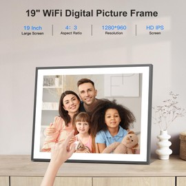 Digital Picture Frame 19" Electronic Picture Frame Slideshow - 64GB Digital Photo Frame with 1280x960 IPS Touch Screen, Auto-Rotate, Wall Mountable, Share Photos/Videos via App, Gift for Women Men