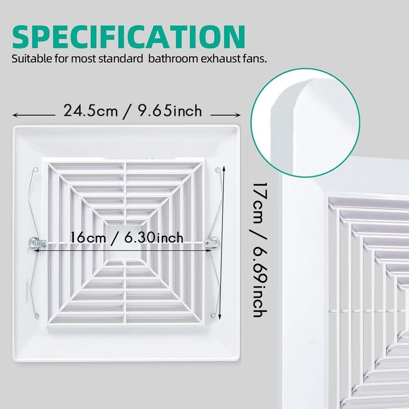 Aswalling Bathroom Exhaust Fan Cover with Springs Replacement Parts for