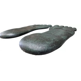 Flag Emotes Pair Of Cast Iron Yard and Garden Feet Stepping Stones - Human Footprints - Verd