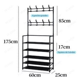 Perchero Y Zapatera Multifuncional Organizador Con 5 Niveles