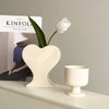 White Ceramic Flower Vase, Unique Decorative Vase for Home Office