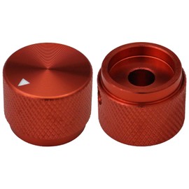 6mm Round Hole Large Solid Aluminium Control Knob HiFi Volume, Guitar Tone Pack Of 2 (Red)