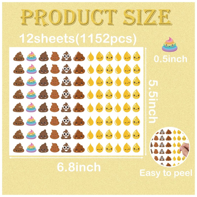 1150 Pieces Poop Pee Stickers for Potty Training, Poop Pee