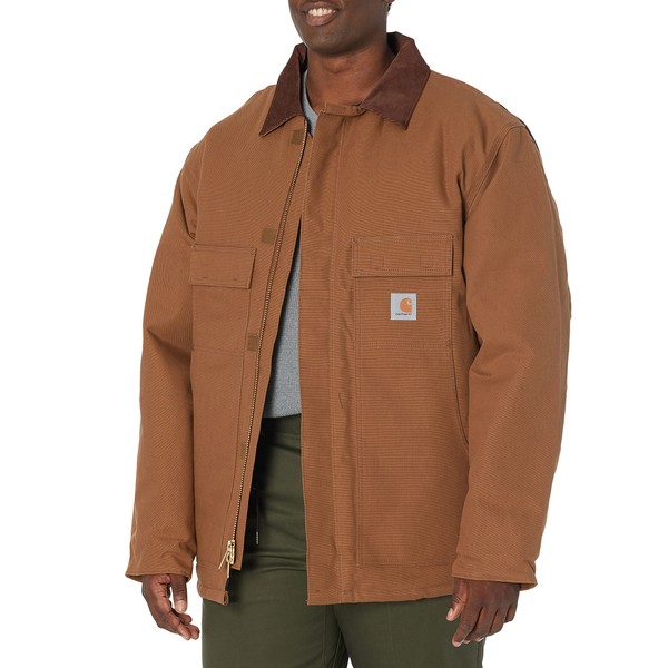 Carhartt mens Big & Tall Arctic Quilt Lined Duck Traditional Coat C003 work utility outerwear, Brown, Large US