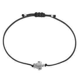 Rose Gold Bracelet Brown Textile Bracelet With Rose Gold Tortoise/Turtle Handmade, Base Metal, black - silver