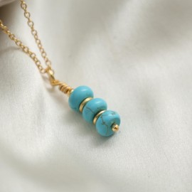 Gempires Turquoise Crystal Necklace, Beads Pendant Necklace, Minimal and Trending, Daily Wear, Gift for Women s, Hypoallergenic 14k Gold Plated 16+2 inch Adjustable Chain