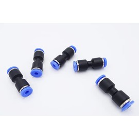 IVLPHA Push to Connect Fitting 1/8" Tube OD, Pneumatic Air Water Straight Union Two Way Connector/Coupler (Pack of 5)
