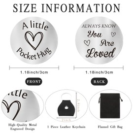 Sureio Pocket Hug Token Long Distance Relationship Keepsake Stainless Steel Double Sided Inspirational Gift with Keychain (Always know you are loved)