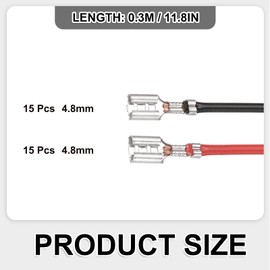 sourcing map 30Pcs Double Head Female Spade Crimp Terminal with Insulating Sleeve 4.8mm, Female Spade Quick Connector Assortment Kit with 30cm Wires, Flame Retardant Cover