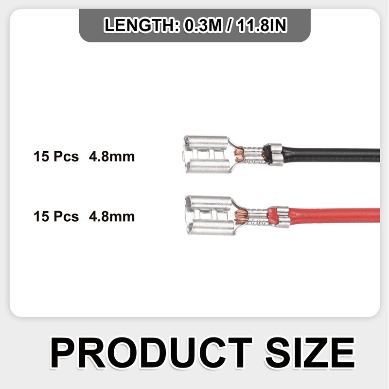 sourcing map 30Pcs Double Head Female Spade Crimp Terminal with