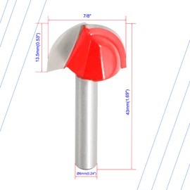 Aopin Core Box Router Bit 7/8" Cutting Dia 1/4" Shank Dia Double Flute Round Nose Tipped Round Groove Router Bit, Carbide, Black, Silver, 2Pcs