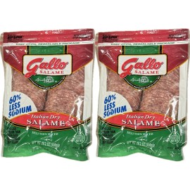 Gallo Salame 2 Pack Gallo Italian Dry Salame Pepperoni Sliced, 55% Less Fat, 60% Less Sodium - Dry Salame 60% Less Sodium Sliced