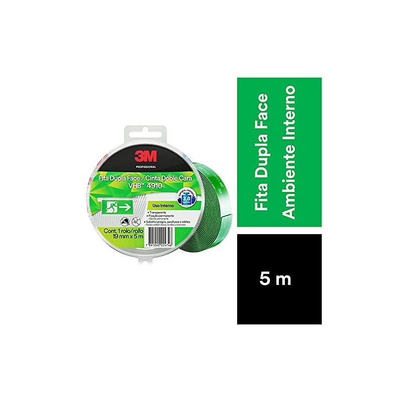 VHB, 3M, cinta de doble cara, 4910, transparente, 19 mm